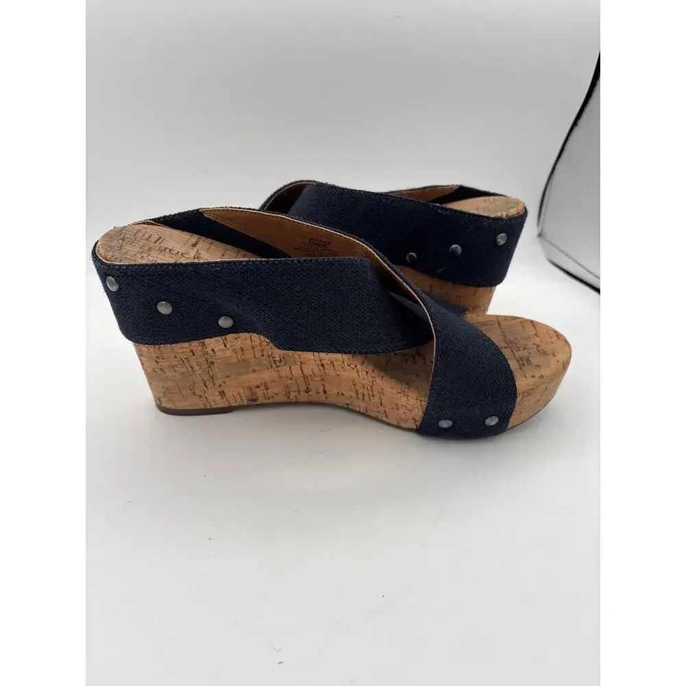 Women’s Lucky Brand Size 8 1/2 Navy Blue Wedged Sandals